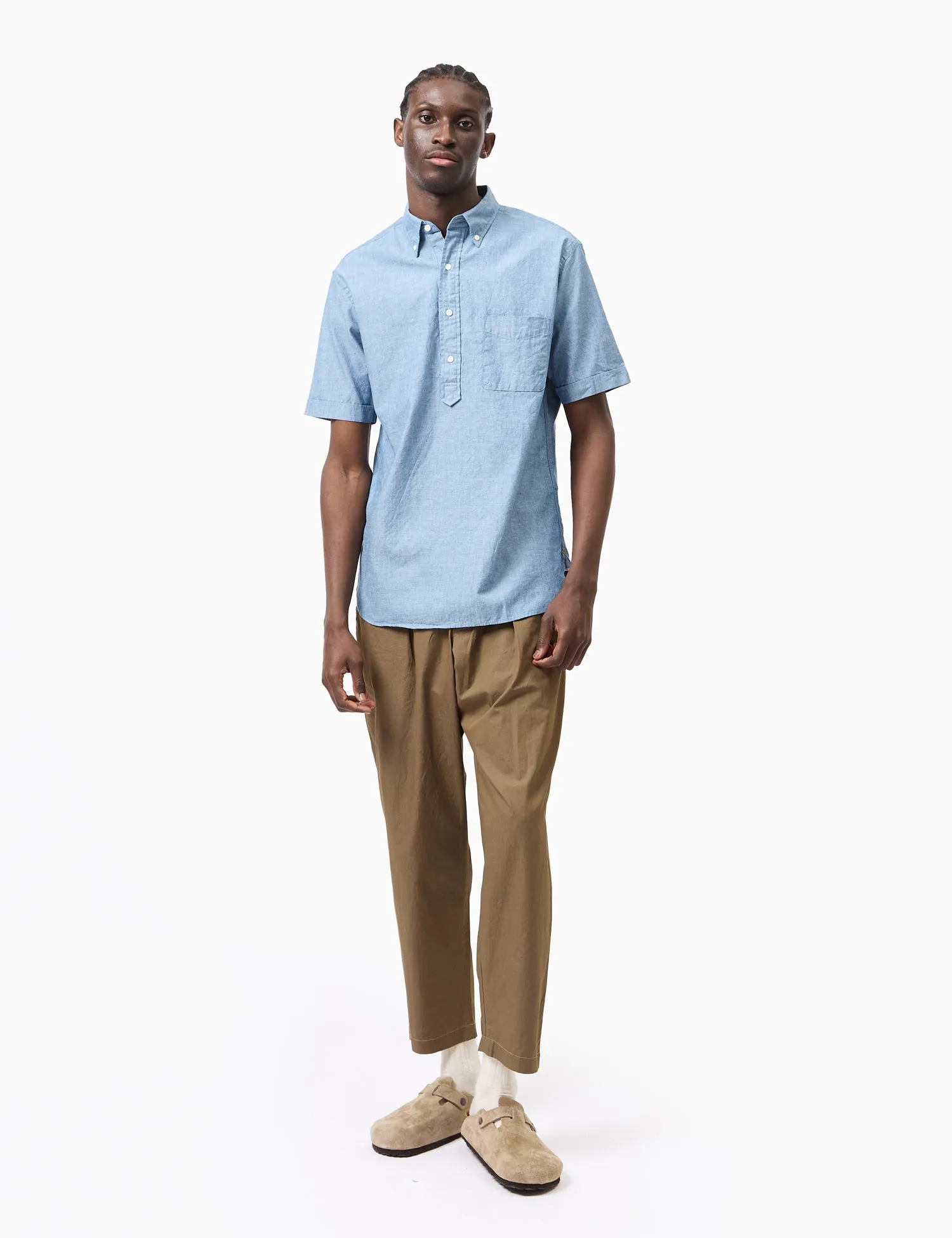 Beams Plus B.D. Pullover Short Sleeve Chambray Shirt - Blue sold by Article London product image thumbnail 2