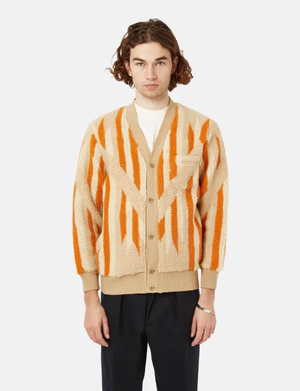 Beams Plus Boa Native Cardigan (Rag Pattern) - Beige sold by Article London