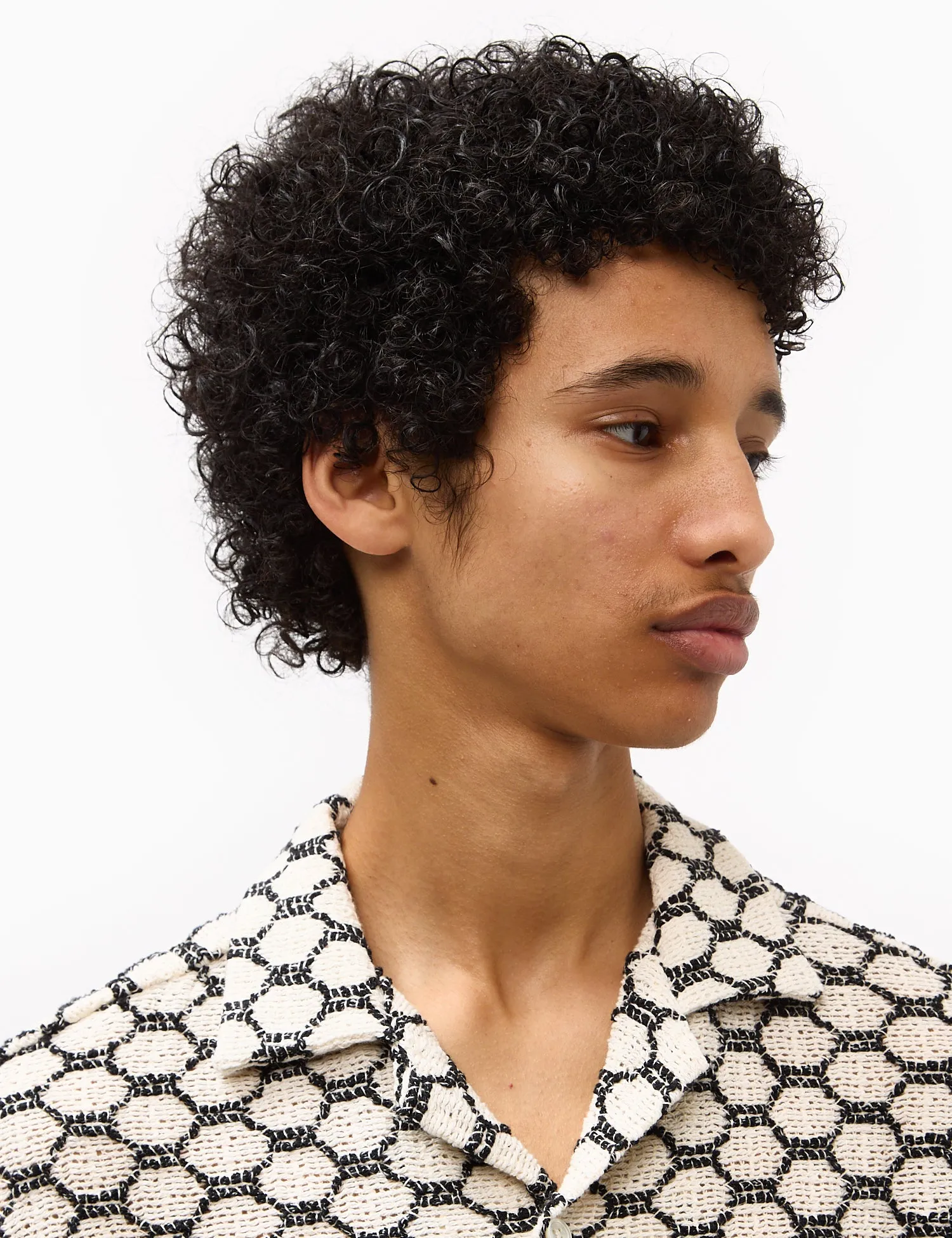 Portuguese Flannel Net Short Sleeve Shirt - Black sold by Article London product image thumbnail 2