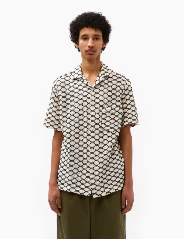 Portuguese Flannel Net Short Sleeve Shirt - Black sold by Article London