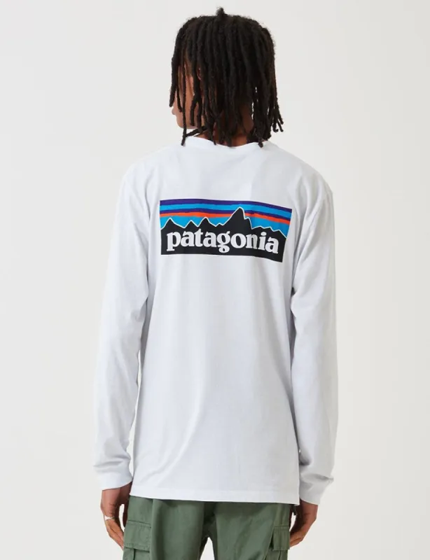 Patagonia P-6 Logo Responsibili-Tee Long Sleeved T-Shirt - White made by Patagonia