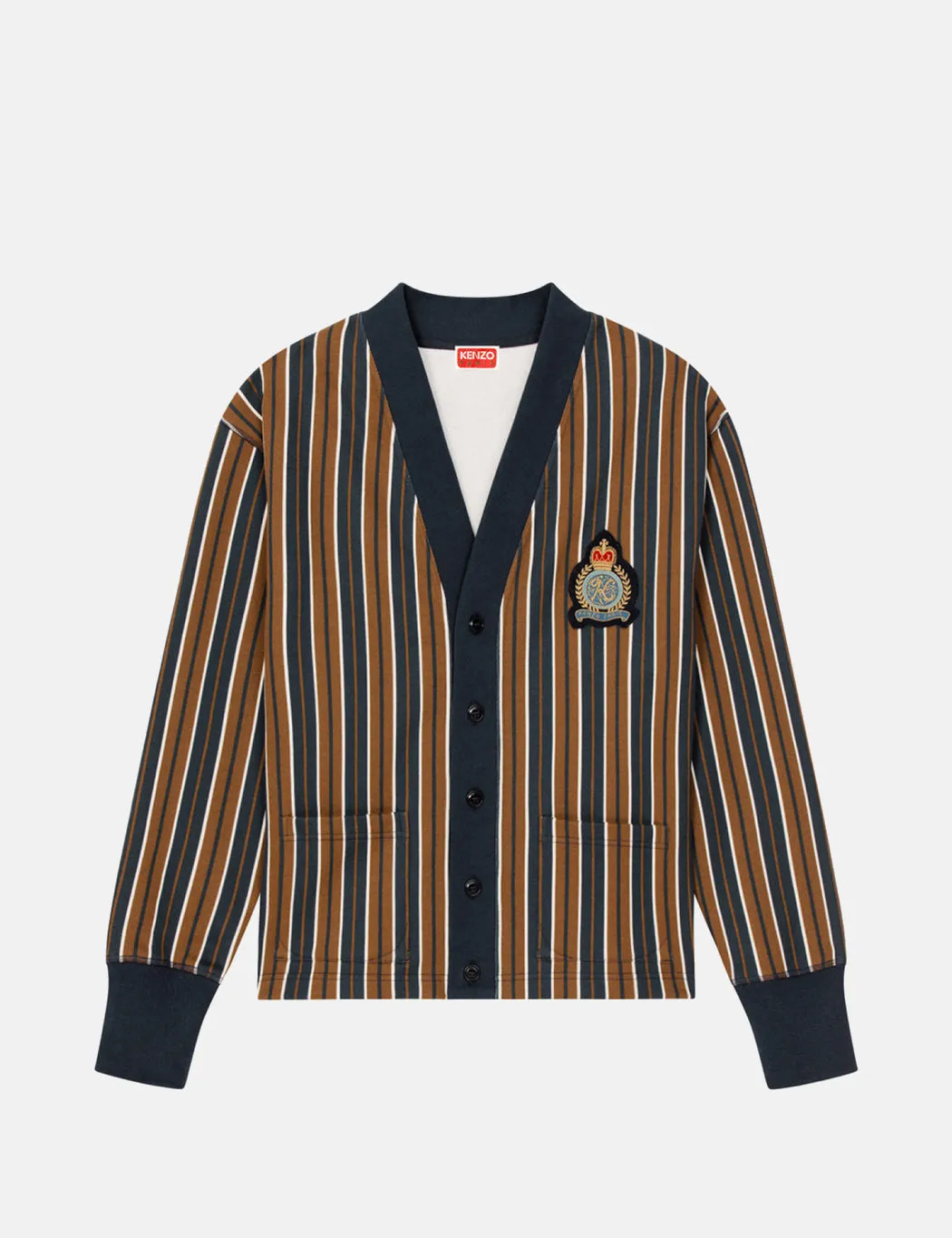 Kenzo Striped Buttoned Cardigan - Moroccan Brown sold by Article London