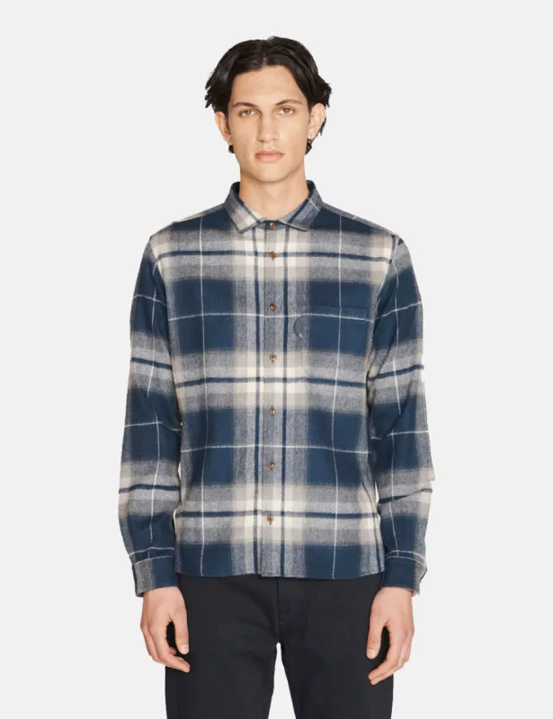 YMC Curtis Shirt (Wool Check) - Blue sold by Article London