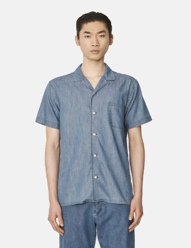 YMC Malick Denim Shirt - Indigo Bleach sold by Article London