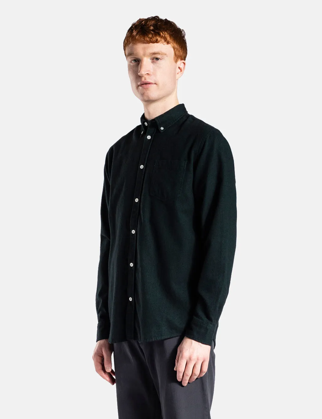 Norse Projects Anton Brushed Flannel Shirt - Varsity Green sold by Article London