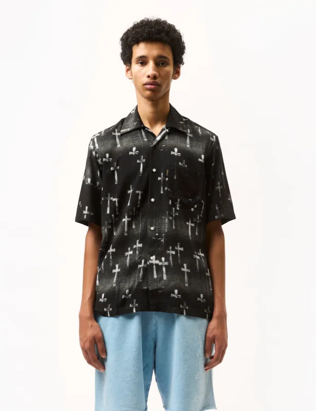 Aries Graveyard Hawaiian Short Sleeve Shirt - Black sold by Article London
