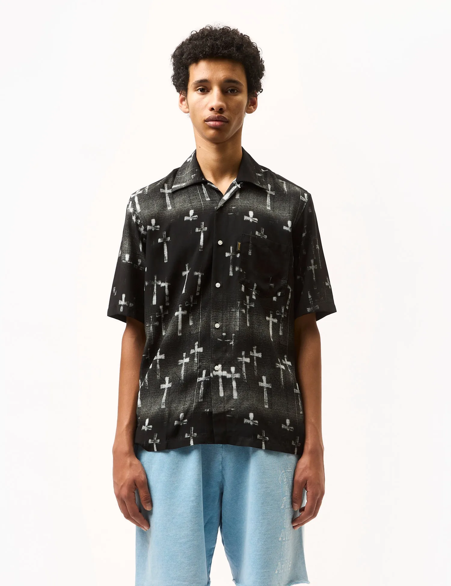 Aries Graveyard Hawaiian Short Sleeve Shirt - Black sold by Article London