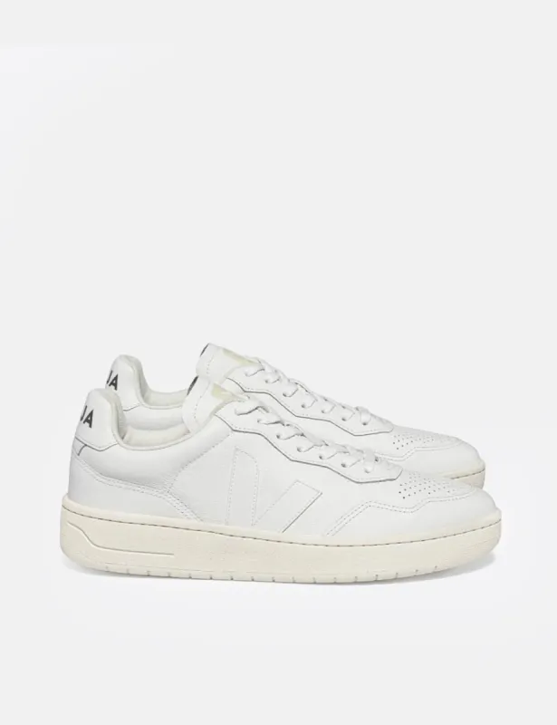 Veja Womens V-90 O.T. Leather Trainers - Extra White sold by Article London