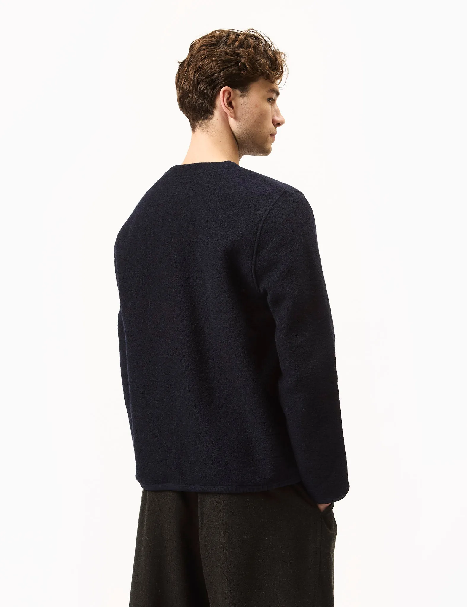 Universal Works Cardigan (Wool Fleece) - Navy Blue sold by Article London product image thumbnail 4