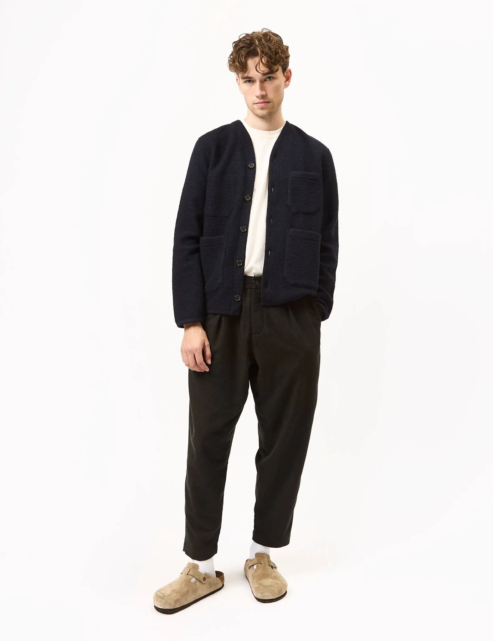 Universal Works Cardigan (Wool Fleece) - Navy Blue sold by Article London product image thumbnail 3