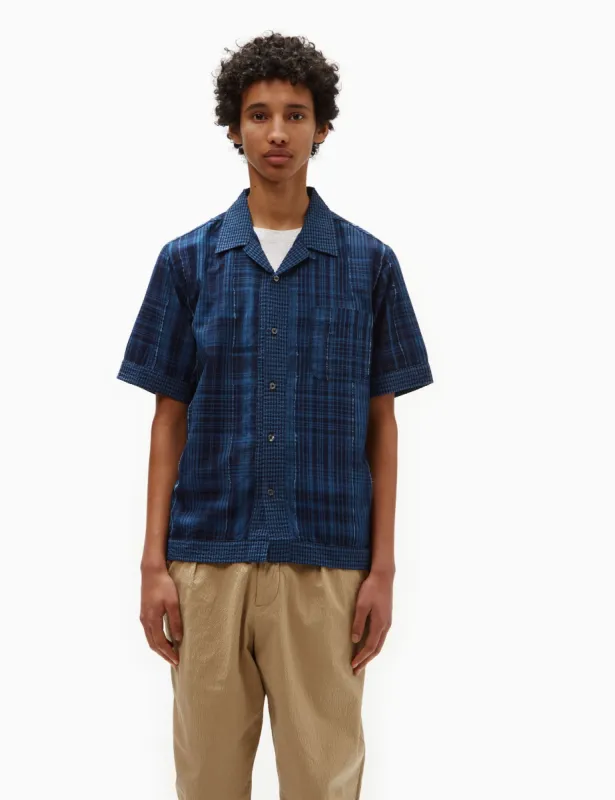 Universal Works Border Road Shirt (Raw Gingham) - Indigo Blue sold by Article London