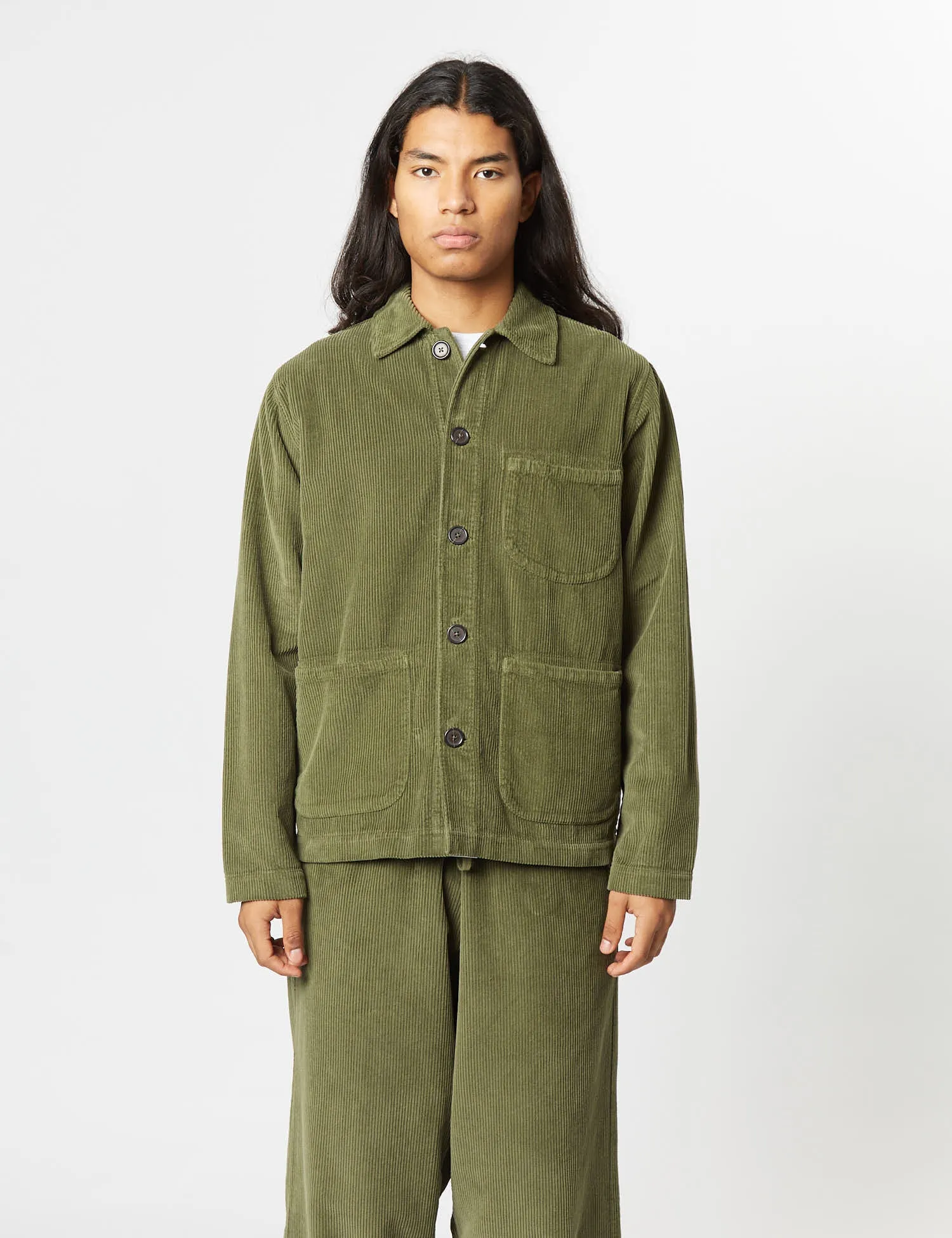 Universal Works Field Jacket (Corduroy) - Olive Green sold by Article London