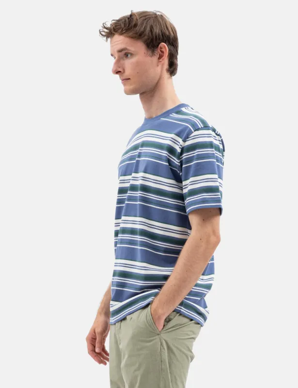 Norse Projects Johannes Weekend Stripe T-Shirt - Calcite Blue sold by Article London
