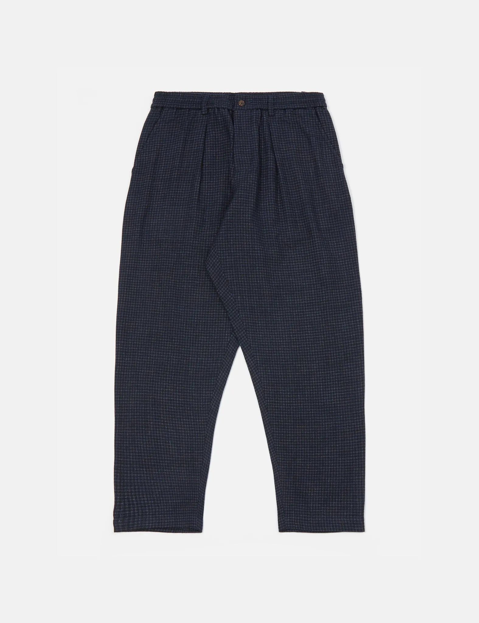 Universal Works Pleated Track Pant (Relaxed) - Navy Blue Check sold by Article London product image thumbnail 5