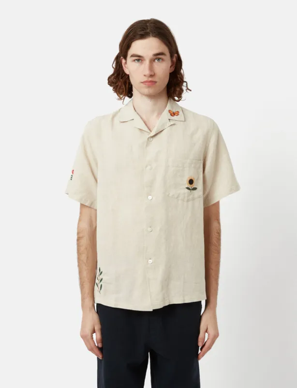 Portuguese Flannel Spring Short Sleeve Shirt - Ecru sold by Article London