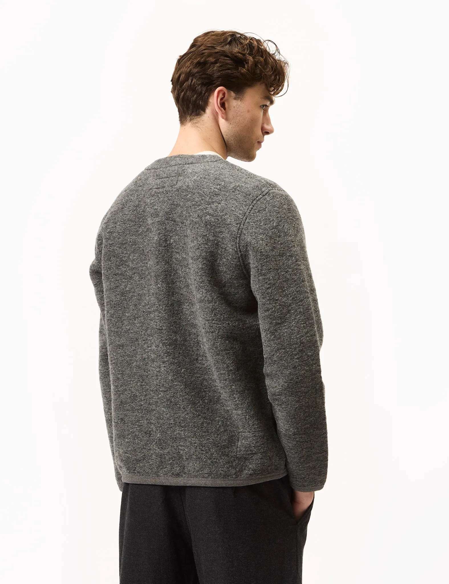Universal Works Cardigan (Wool Fleece) - Grey Marl sold by Article London product image thumbnail 4