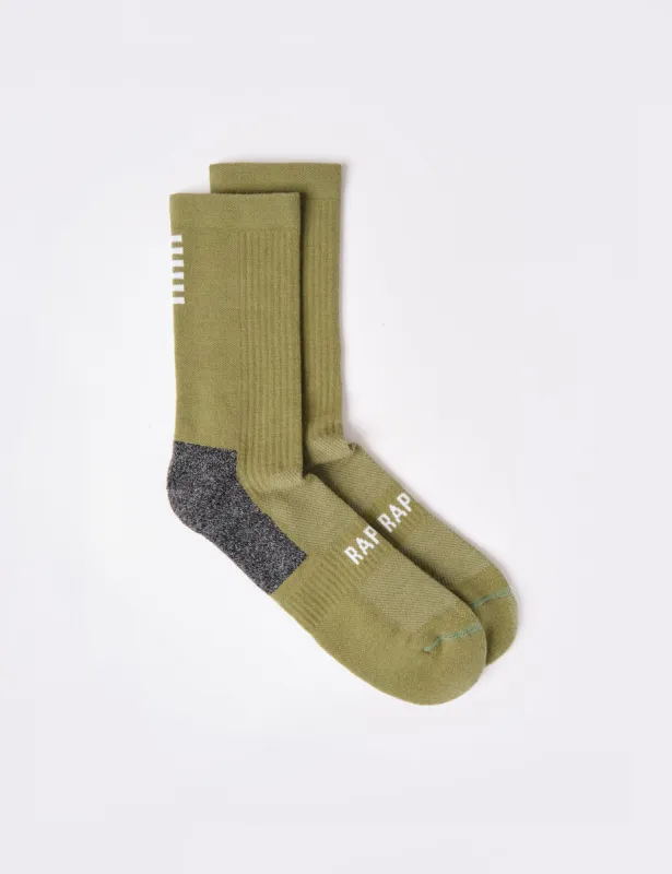 Rapha Pro Team Winter Socks - Olive Green/White made by Article London