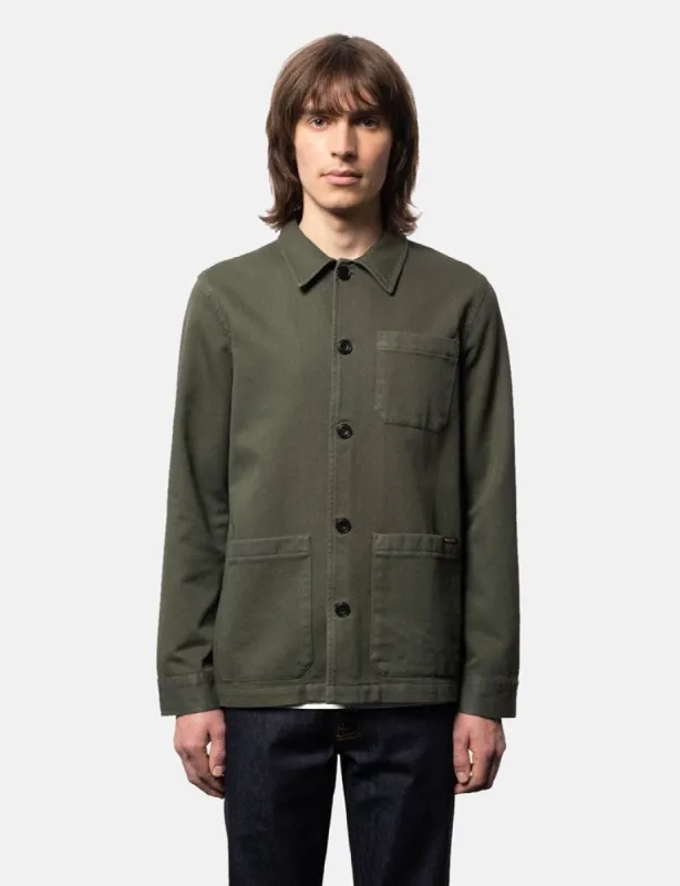Nudie Jeans Barney Worker Jacket - Dark Olive Green sold by Article London