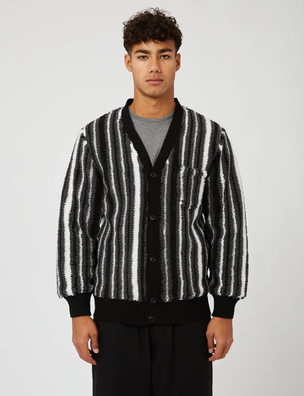 Beams Plus Stripe Fleece Cardigan - Black sold by Article London