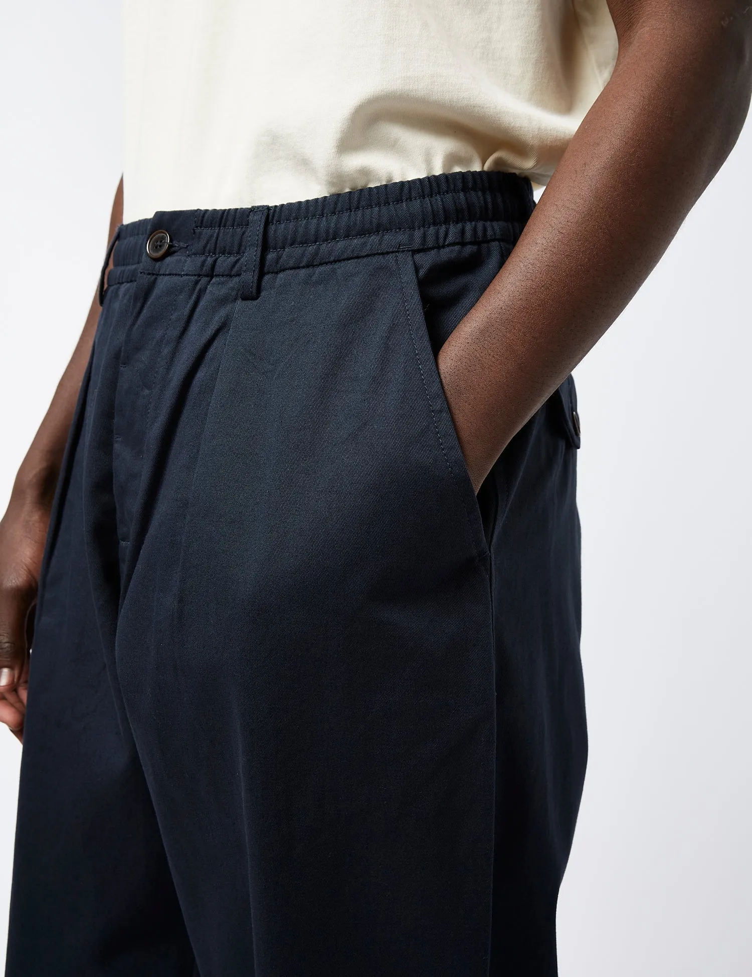 Universal Works Pleated Track Pant (Relaxed) - Navy Blue sold by Article London product image thumbnail 2
