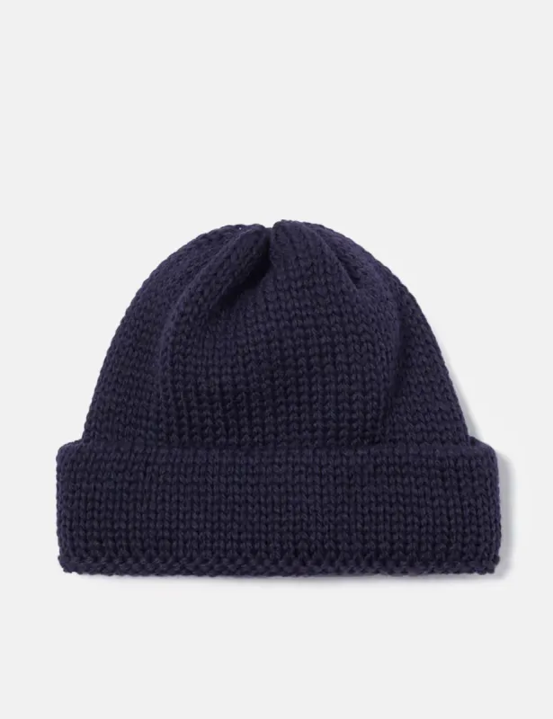 Universal Works Short Watch Cap (Wool) - Navy Blue sold by Article London