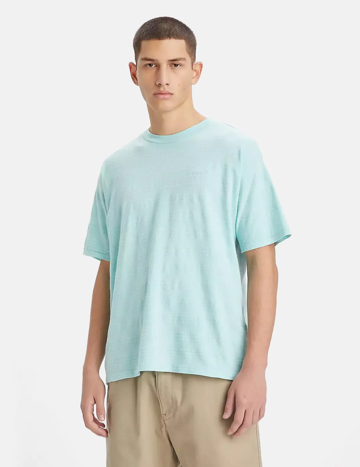 Levis Red Tab Vintage T-Shirt - Popcorn Jacquard Pastel Turquoise sold by Article London