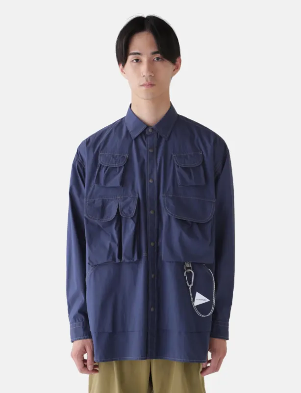 and Wander Multi Pocket Shirt - Blue made by and WANDER