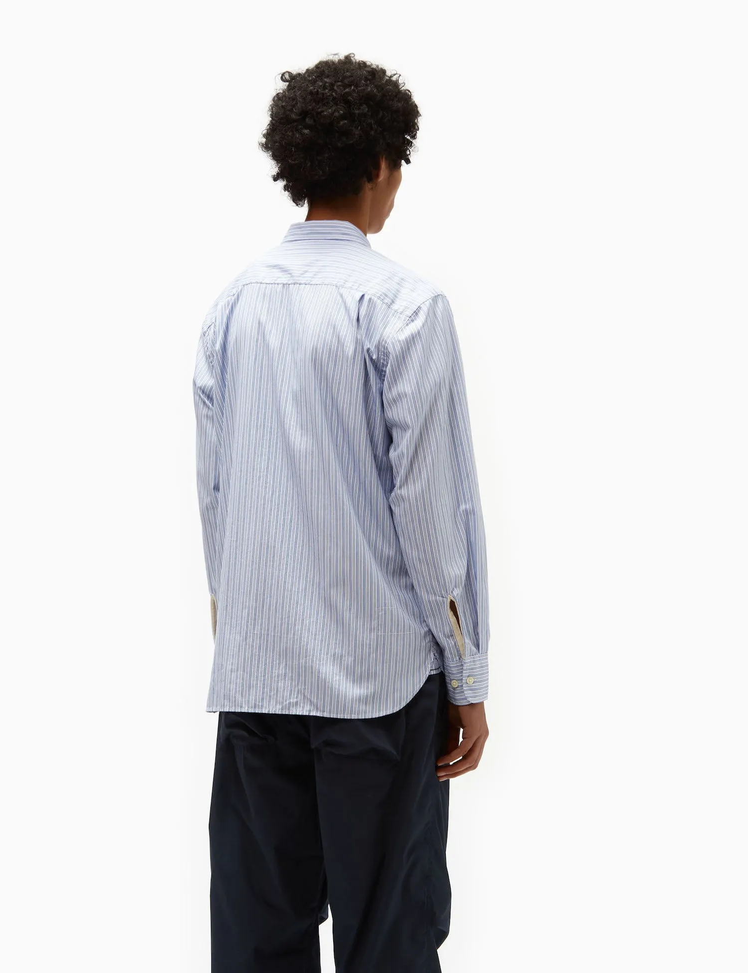 Universal Works Square Pocket Shirt (Cotton) - Blue/Navy Blue Stripe sold by Article London product image thumbnail 5