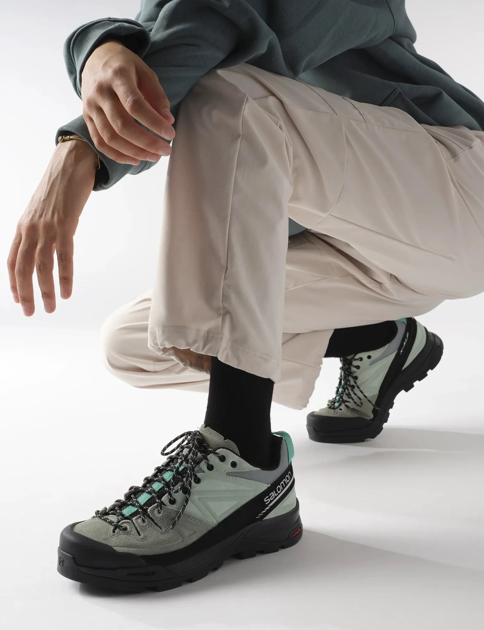 Salomon X-ALP LTR Trainers - Black/Green Milieu/Bay sold by Article London product image thumbnail 2