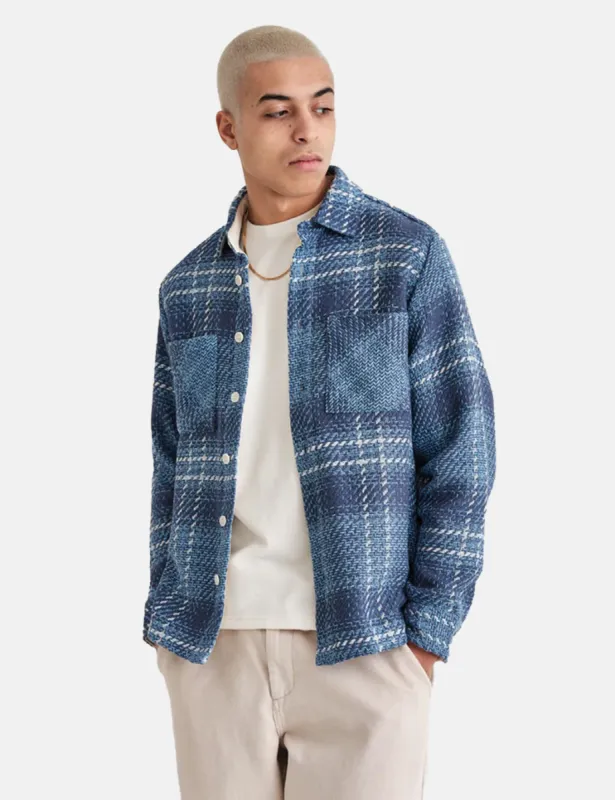 Wax London Whiting Overshirt (Ombre Windowpane) - Blue sold by Article London