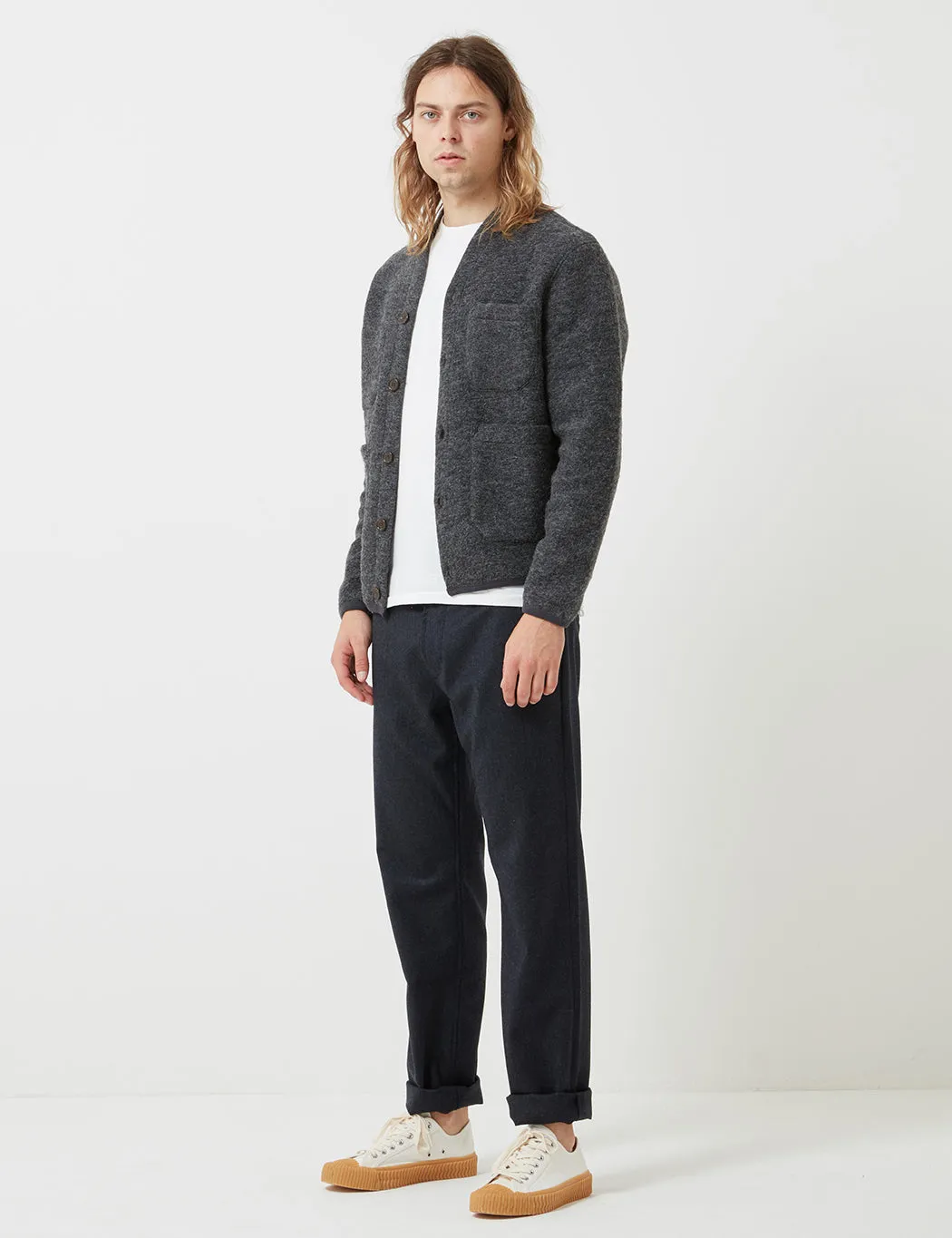 Universal Works Cardigan (Wool Fleece) - Charcoal Grey sold by Article London product image thumbnail 5