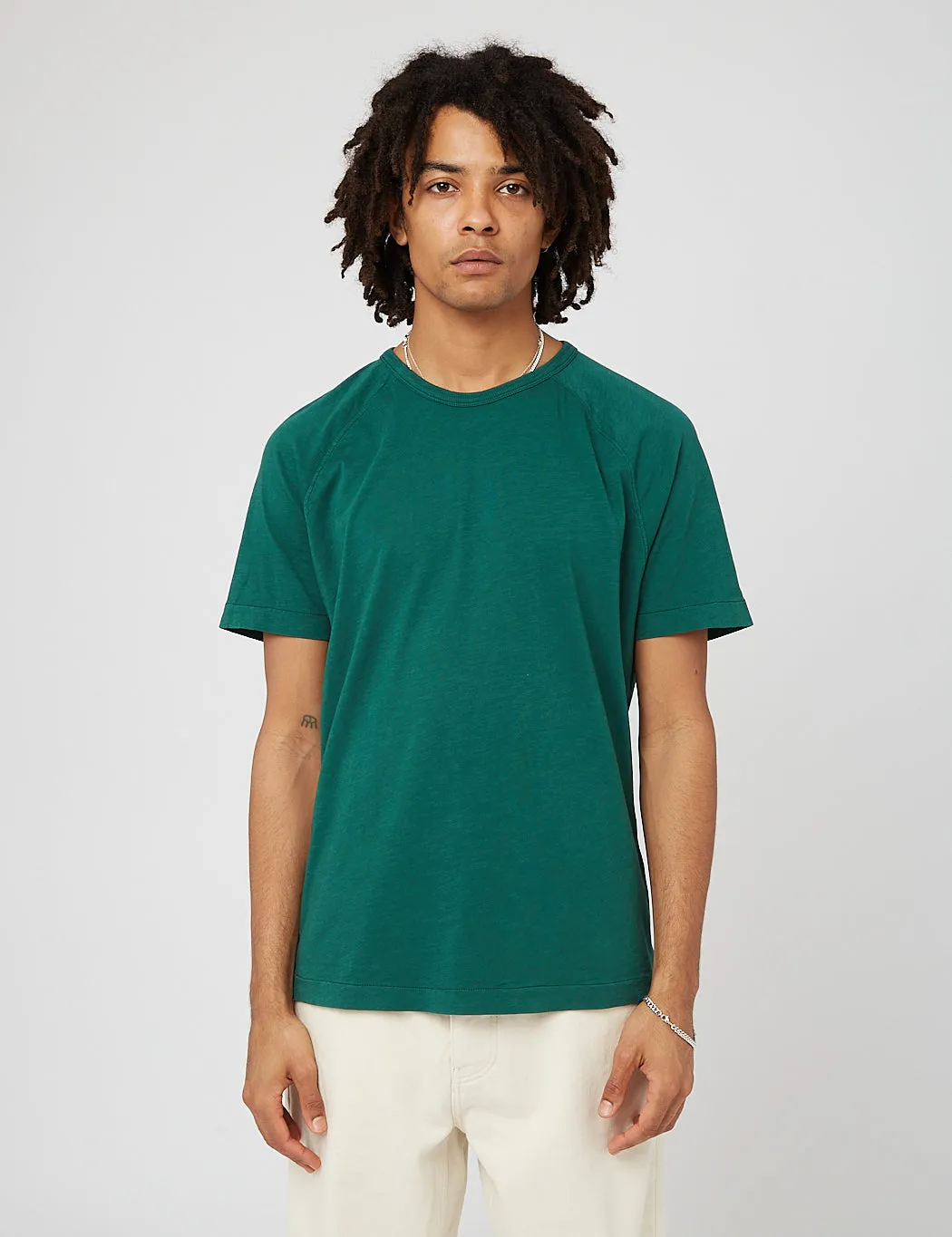 YMC Television Raglan T-Shirt - Green | Parallel