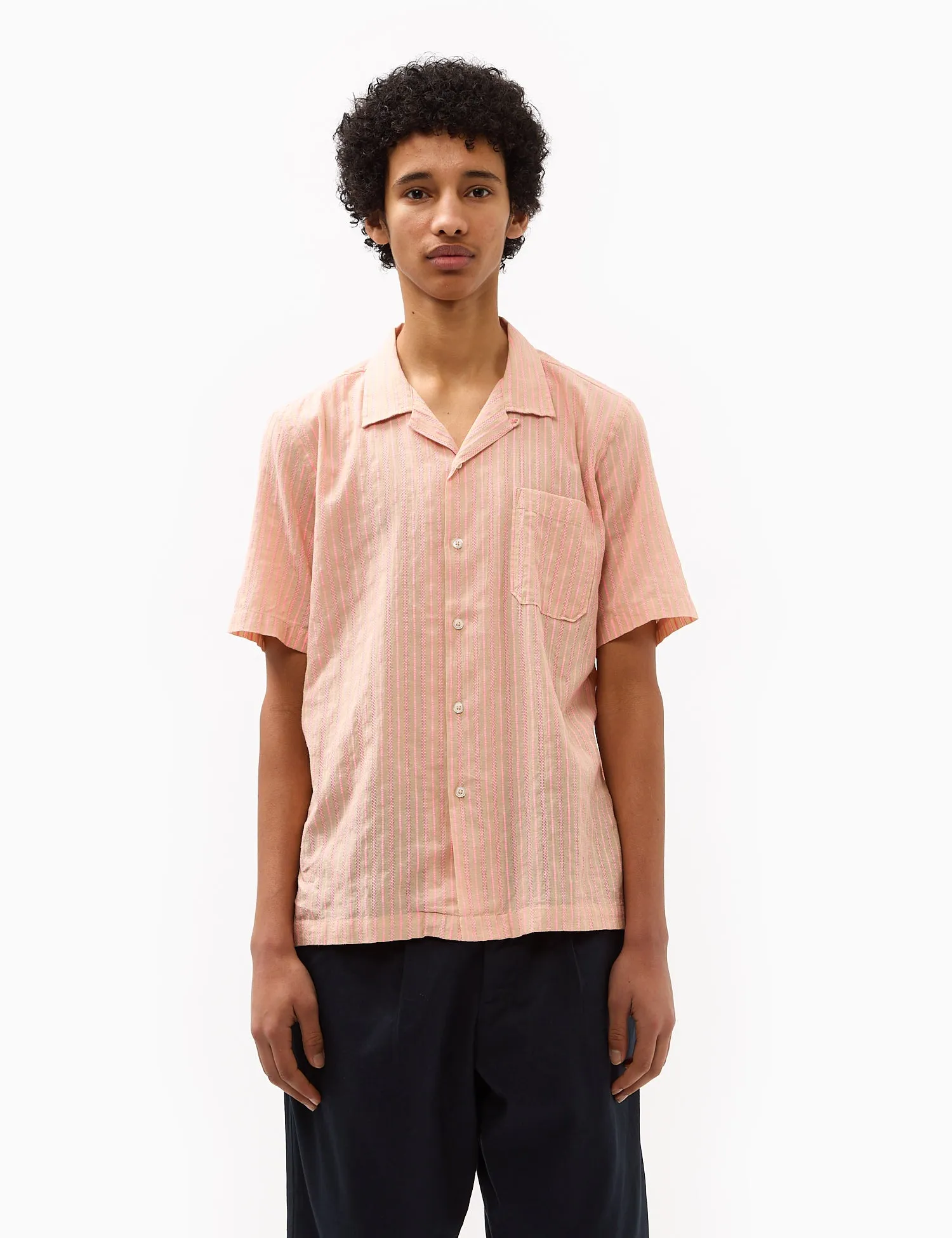 Universal Works Road Fluro Shirt - Summer Oak/Pink sold by Article London