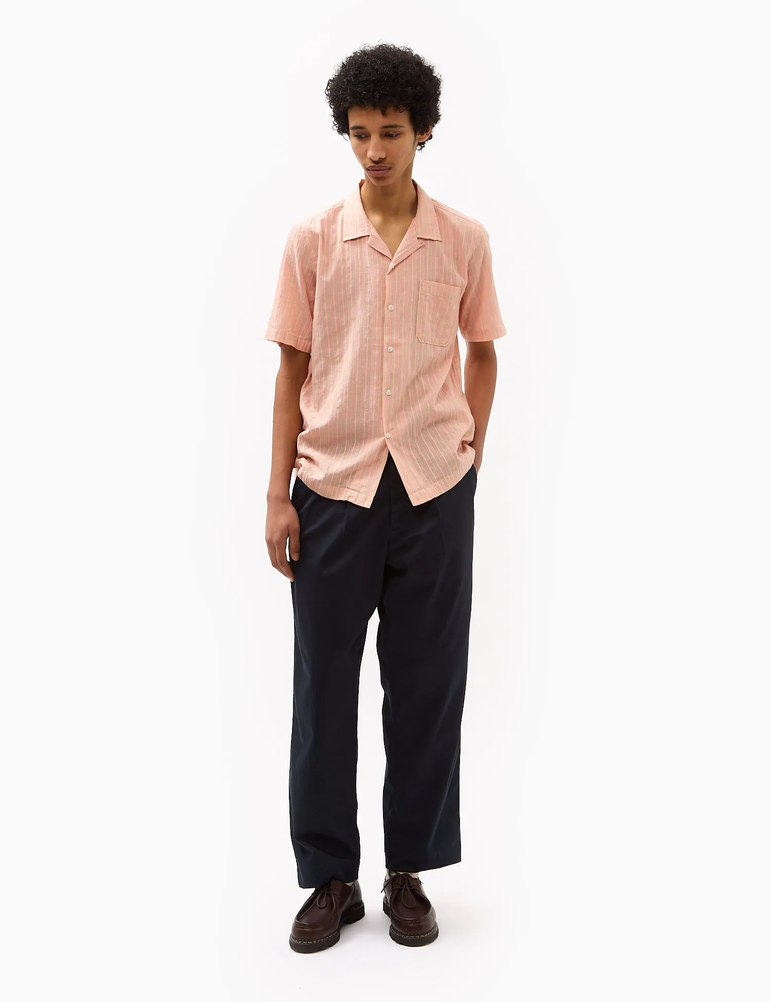 Universal Works Road Fluro Shirt - Summer Oak/Pink sold by Article London product image thumbnail 3
