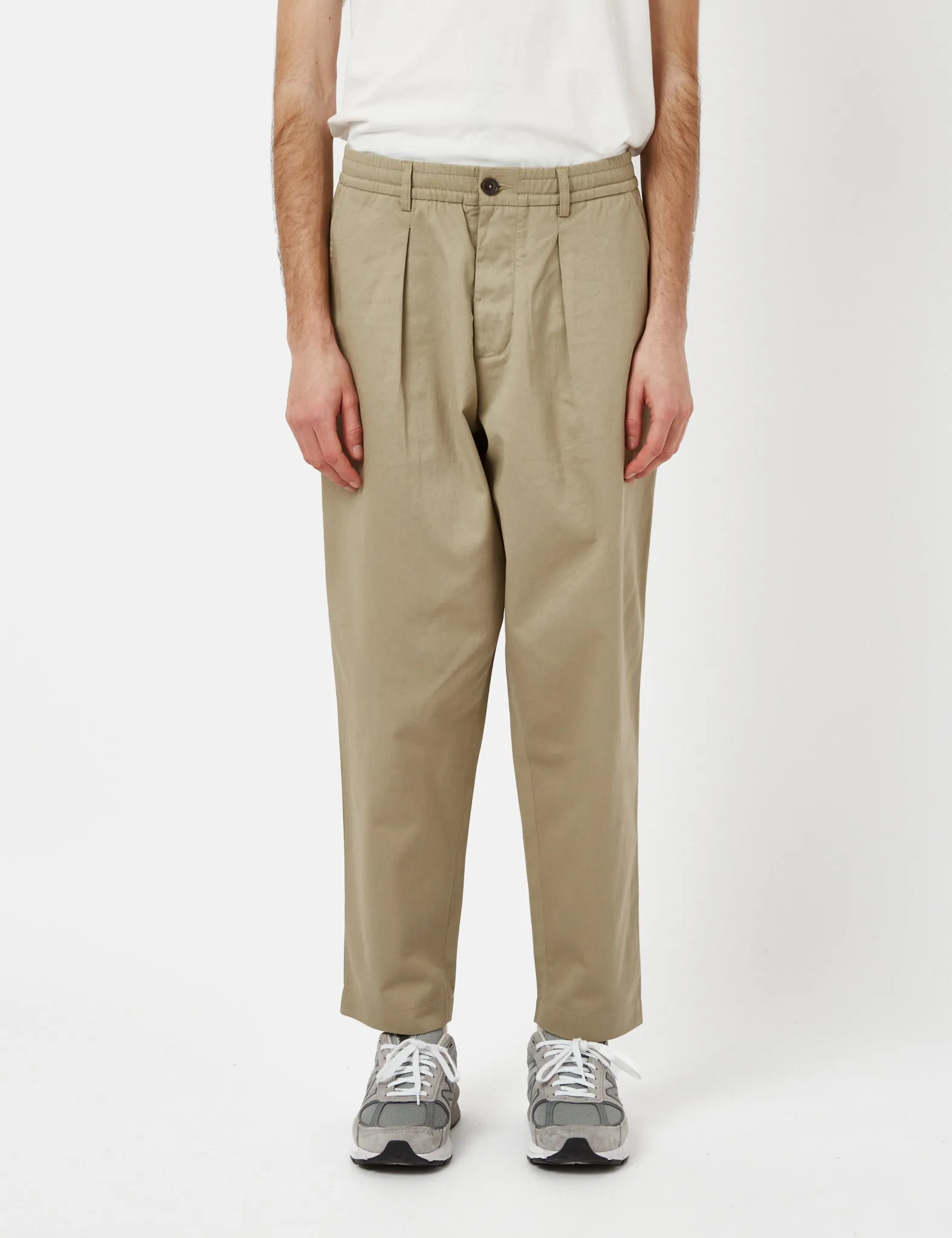 Universal Works Pleated Track Pant (Relaxed) - Stone Grey sold by Article London