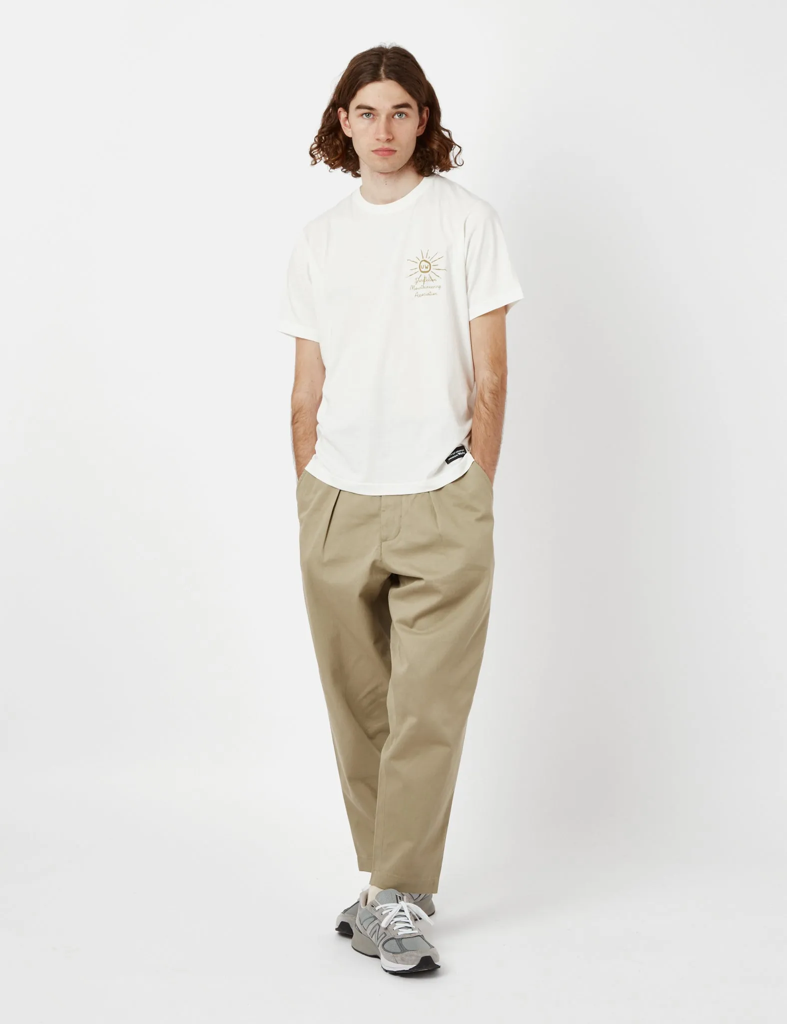 Universal Works Pleated Track Pant (Relaxed) - Stone Grey sold by Article London product image thumbnail 3