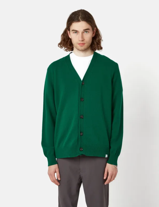Norse Projects Adam Lambswool Cardigan - Bottle Green sold by Article London