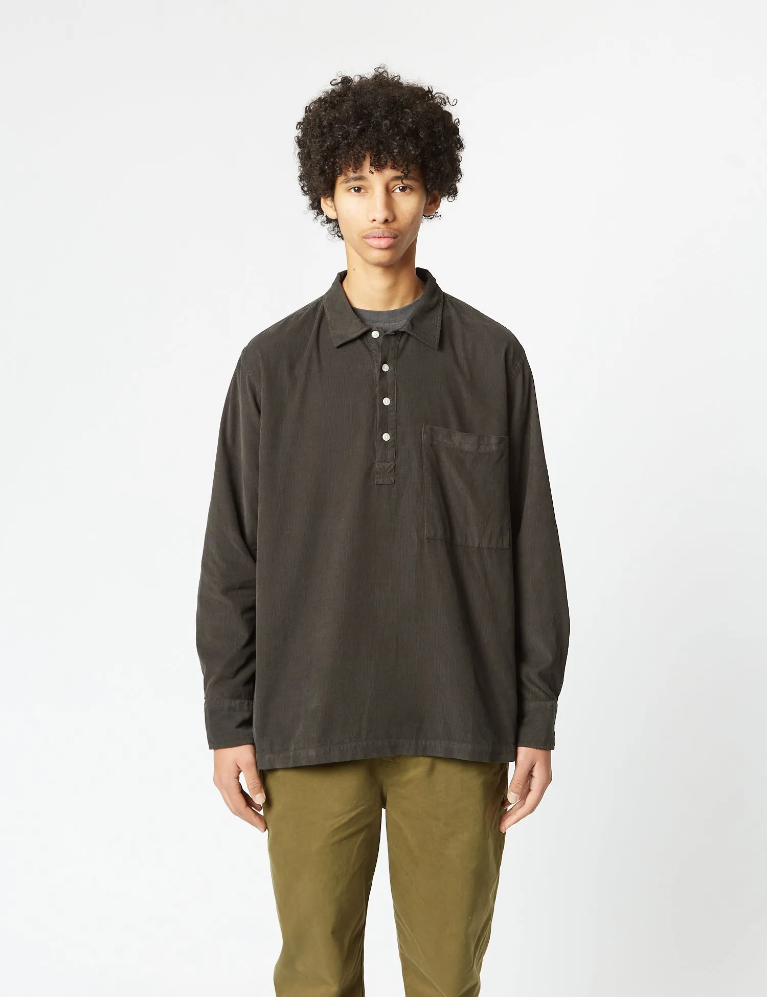 Universal Works Pullover Shirt (Cord) - Licorice Black sold by Article London