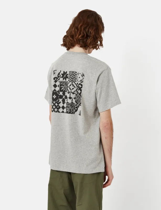 Engineered Garments Printed Cross Crew Neck T-Shirt - Grey sold by Article London