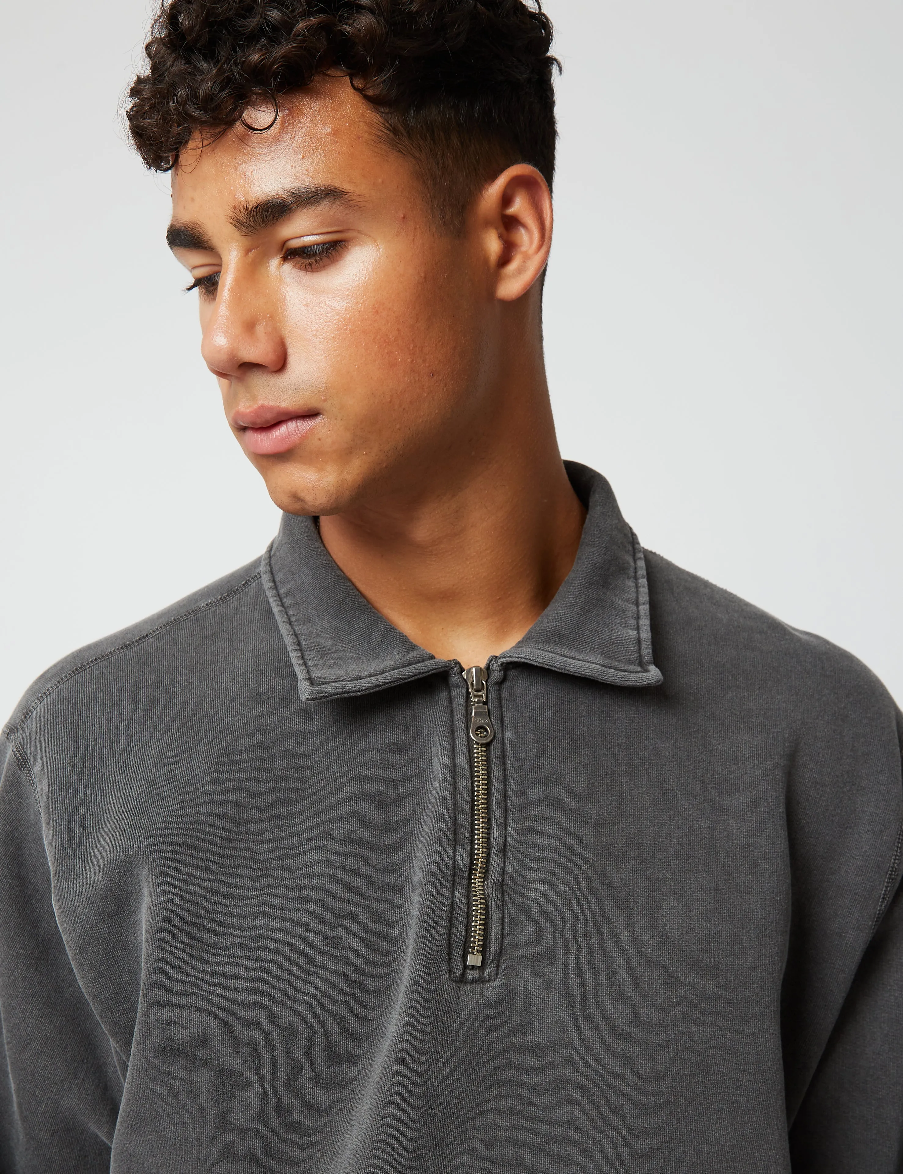 Bhode Pigment Dyed 1/4 Zip Sweat (Organic/Canada Origin, 16oz) - Dusty Black sold by Article London product image thumbnail 2