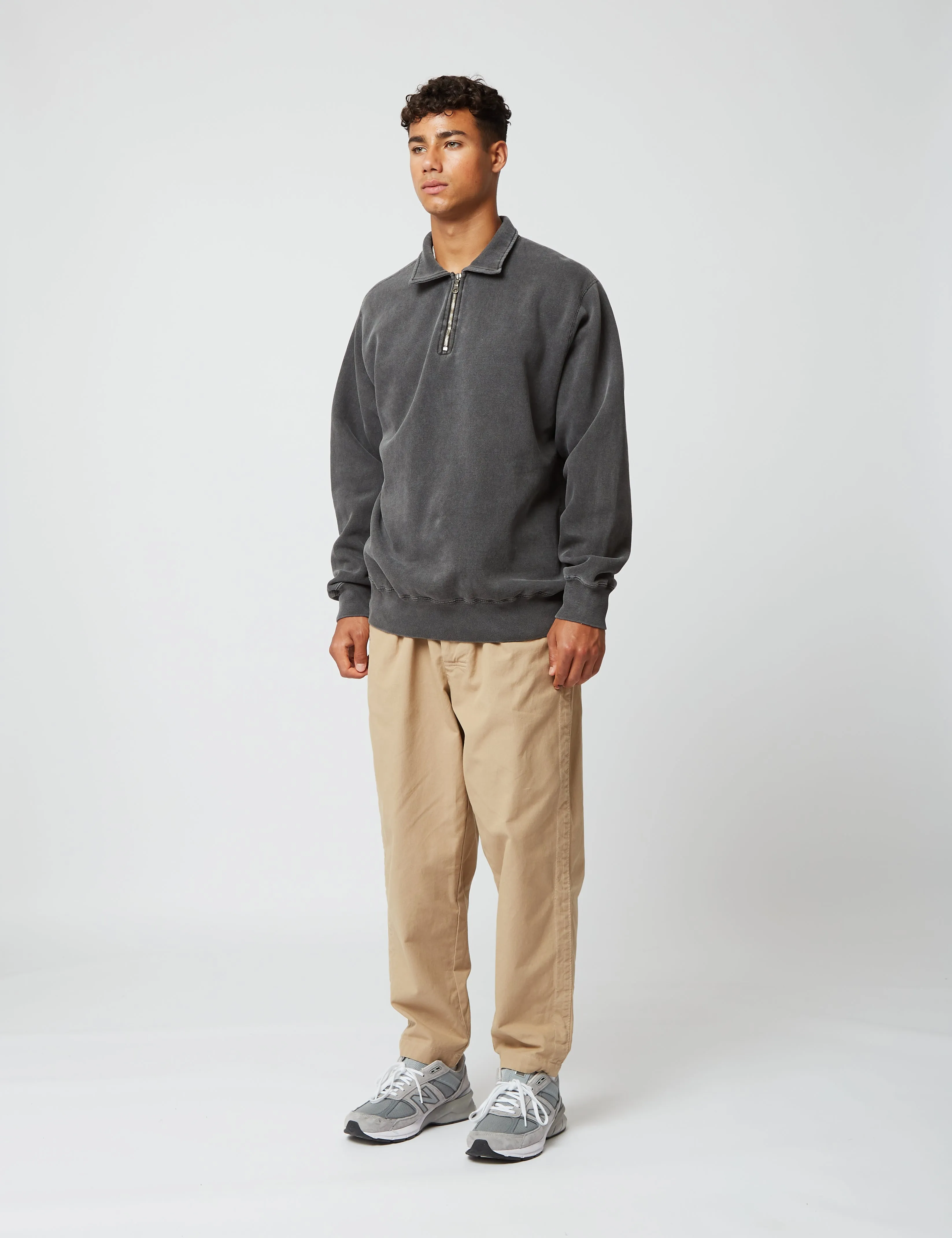 Bhode Pigment Dyed 1/4 Zip Sweat (Organic/Canada Origin, 16oz) - Dusty Black sold by Article London product image thumbnail 4