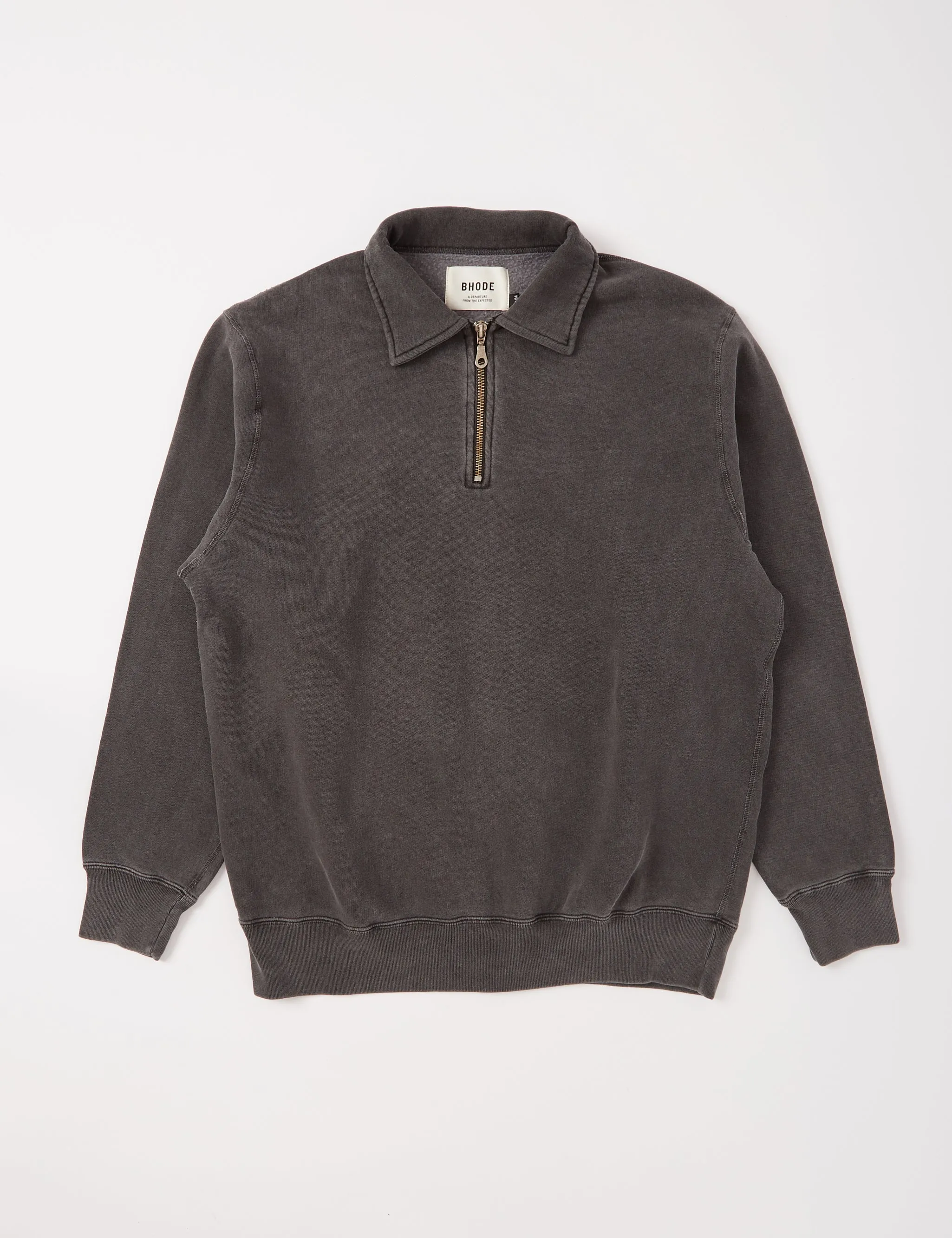 Bhode Pigment Dyed 1/4 Zip Sweat (Organic/Canada Origin, 16oz) - Dusty Black sold by Article London product image thumbnail 5