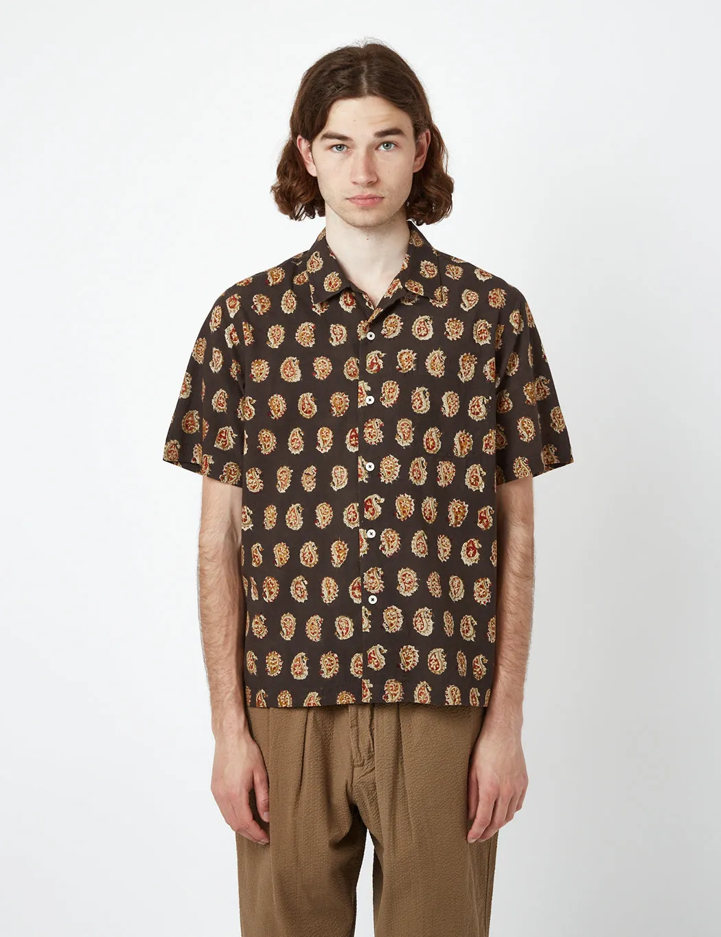 Universal Works Road Shirt (Kalamkari Print) - Brown sold by Article London