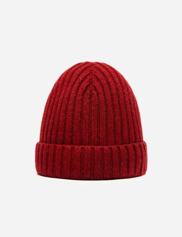 Bhode Rib Beanie Hat (Lambswool) - Sienna Rust sold by Article London