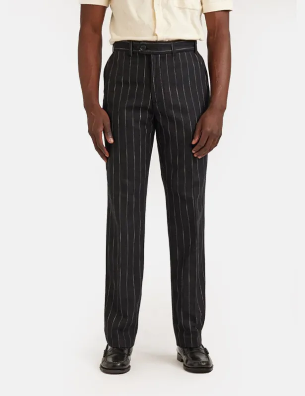 Percival Pinstripe Tailored Trousers (Wool) - Black sold by Article London