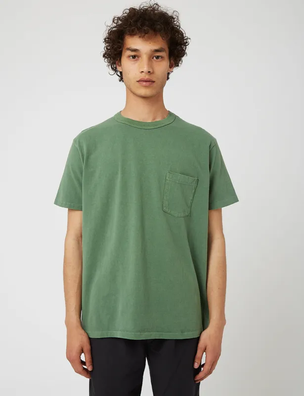 Velva Sheen Pigment Dyed USA Made T-shirt (Pocket) - Sage Green sold by Article London
