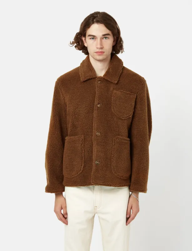 YMC Labour Chore Jacket (Faux Fur) - Rust Brown made by YMC