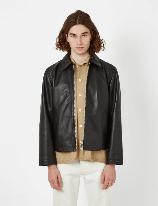 Sunflower Short Leather Jacket - Black | Parallel