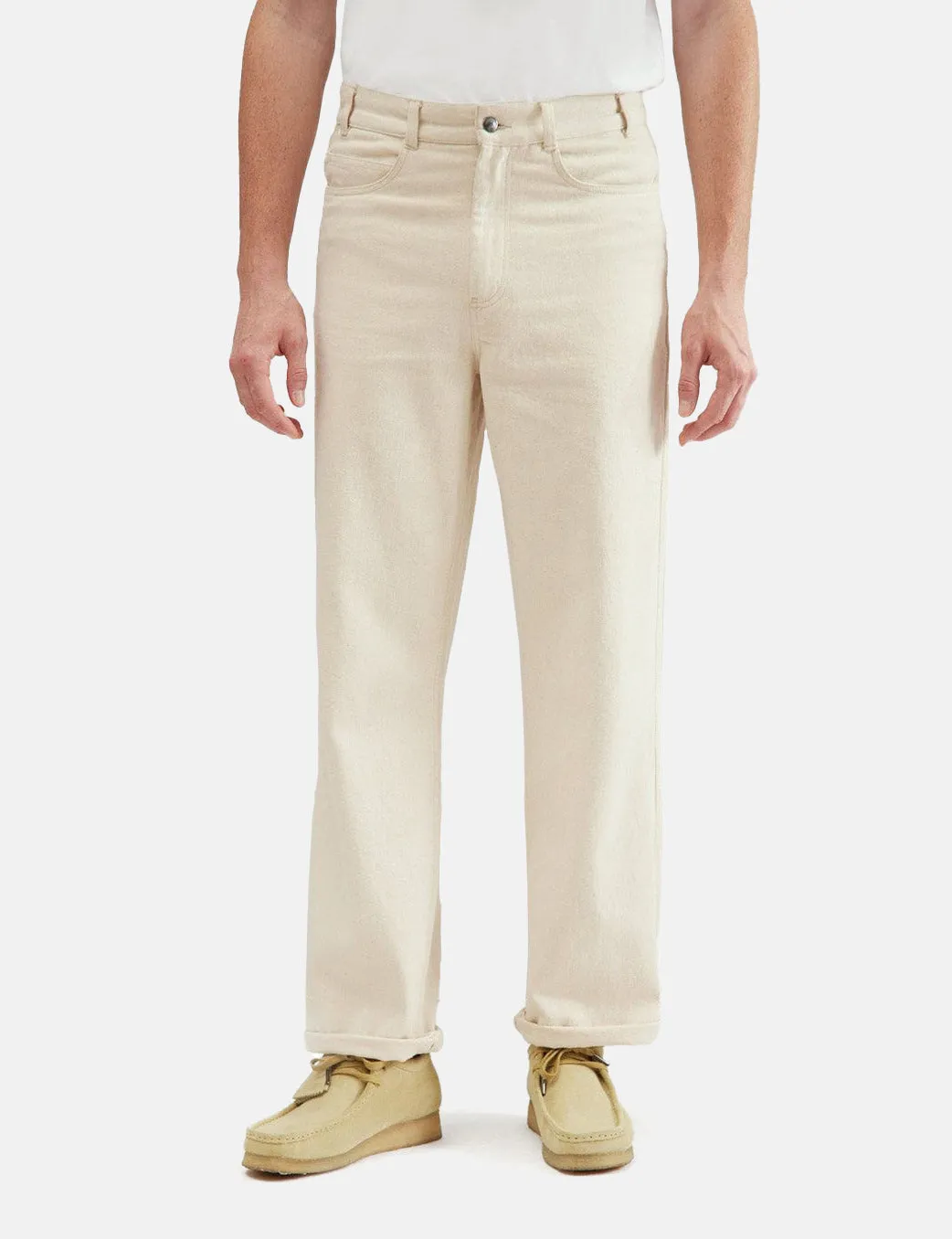 Percival 5 Pocket Trousers (Regular) - Ecru sold by Article London
