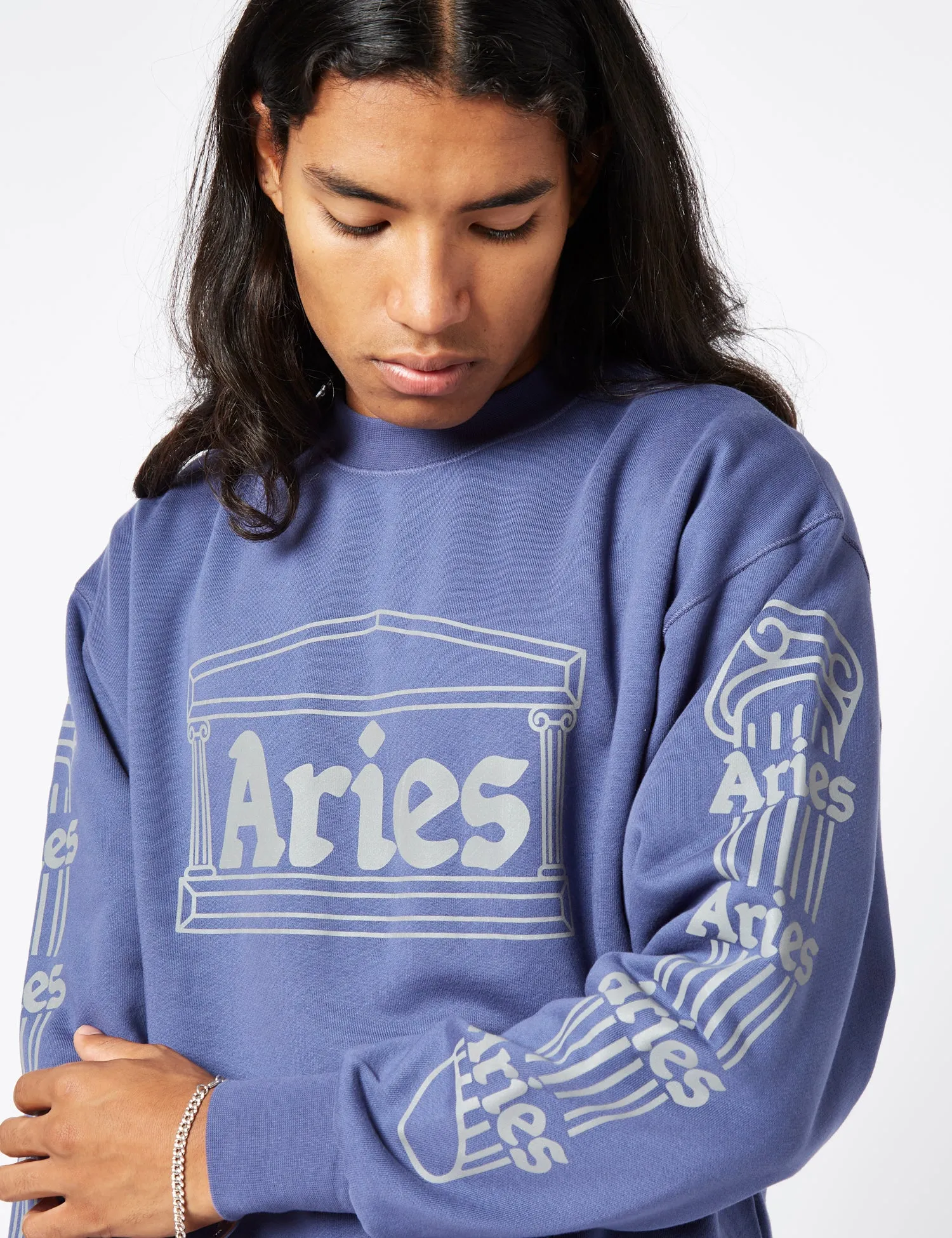 Aries Reflective Column Sweatshirt - Navy Blue sold by Article London product image thumbnail 2